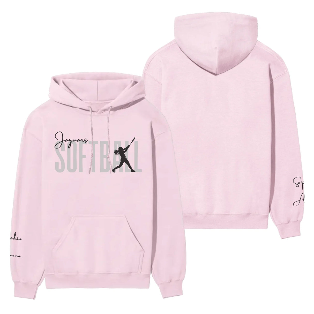 Personalized Softball on a Hoodie With Modern Bold Designs and Softball Player Name on Sleeve on a Hoodie