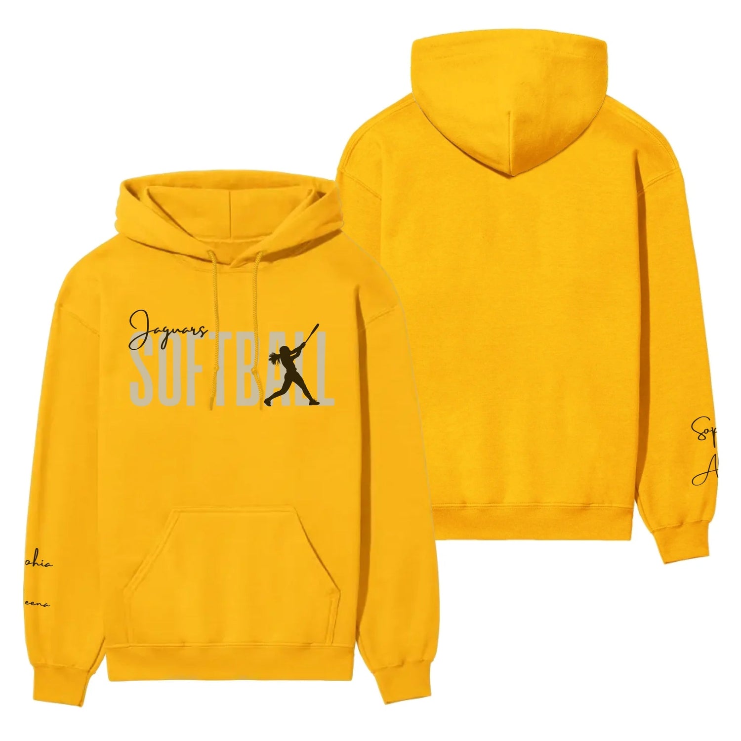 Personalized Softball on a Hoodie With Modern Bold Designs and Softball Player Name on Sleeve on a Hoodie
