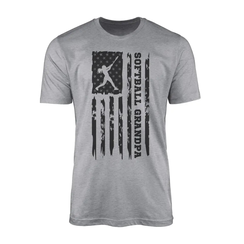 Softball Grandpa Vertical Flag on a Men's T-Shirt with a Black Graphic
