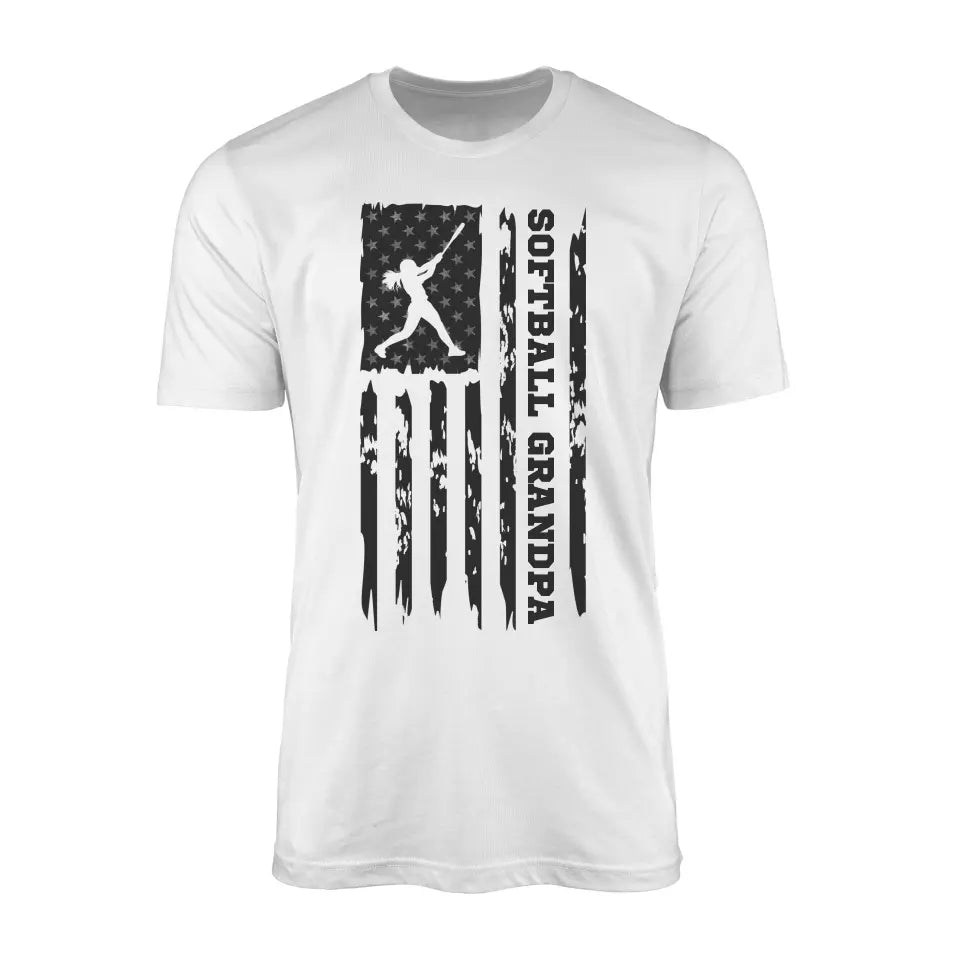 Softball Grandpa Vertical Flag on a Men's T-Shirt with a Black Graphic