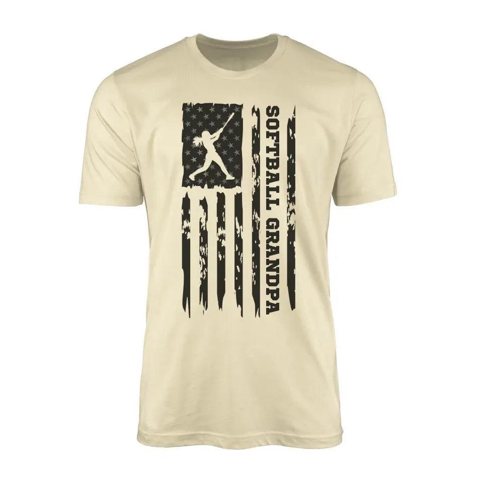 Softball Grandpa Vertical Flag on a Men's T-Shirt with a Black Graphic