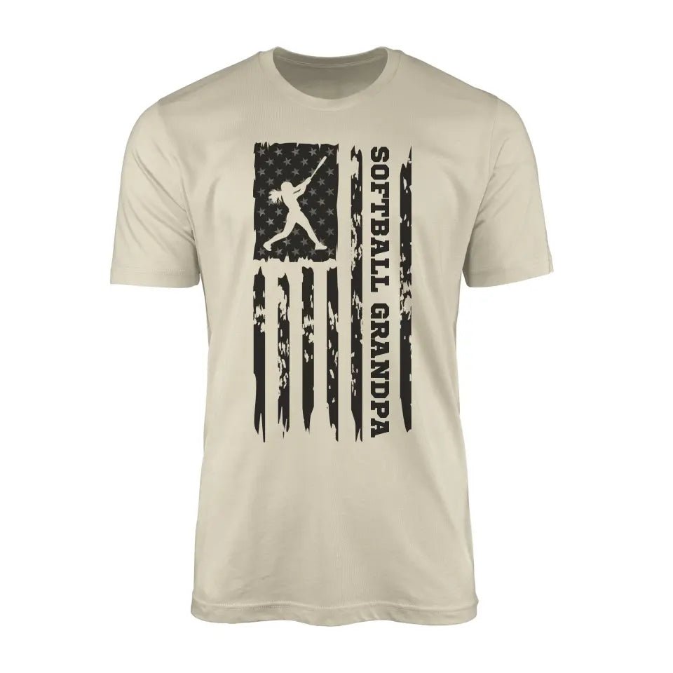 Softball Grandpa Vertical Flag on a Men's T-Shirt with a Black Graphic