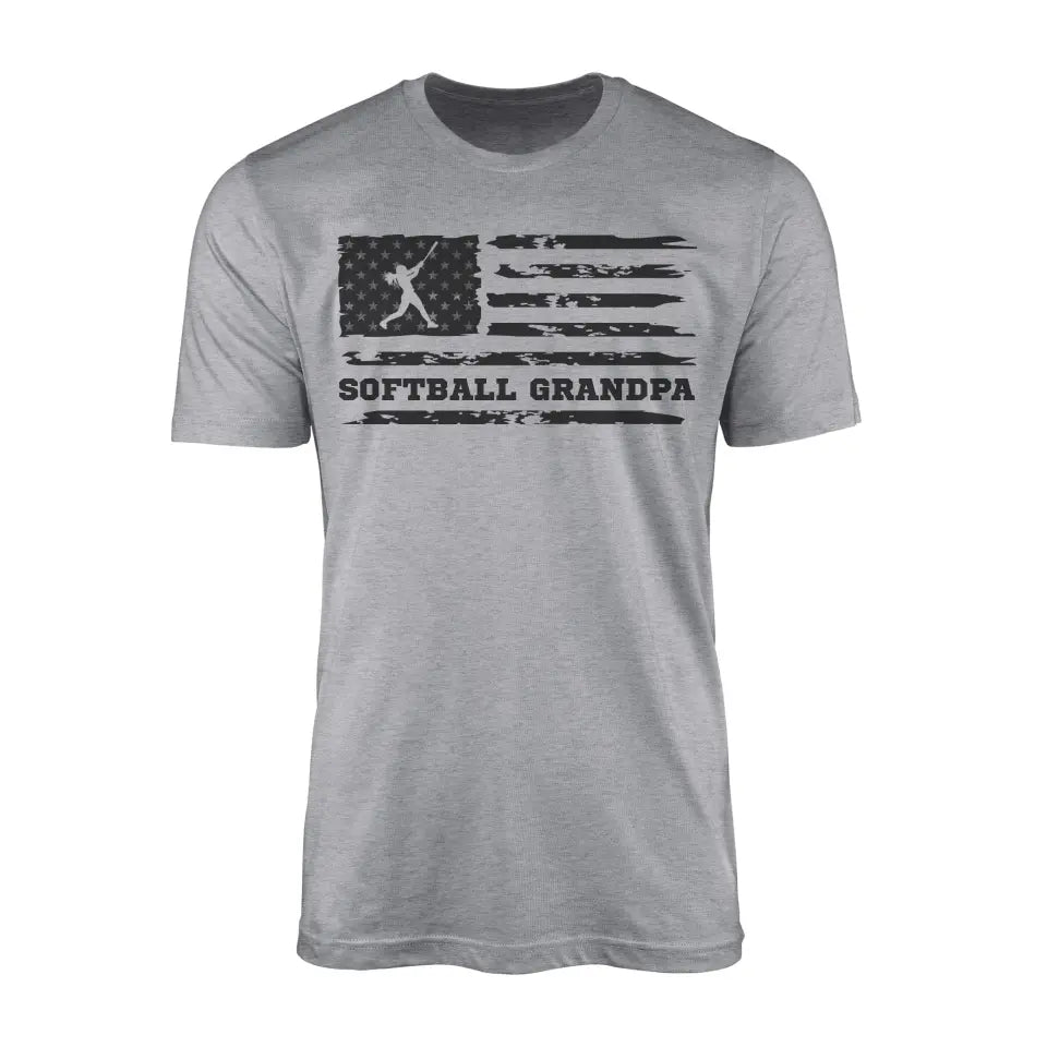 Softball Grandpa Horizontal Flag on a Men's T-Shirt with a Black Graphic