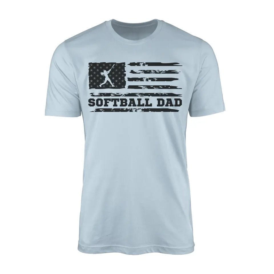 Softball Dad Horizontal Flag on a Men's T-Shirt with a Black Graphic