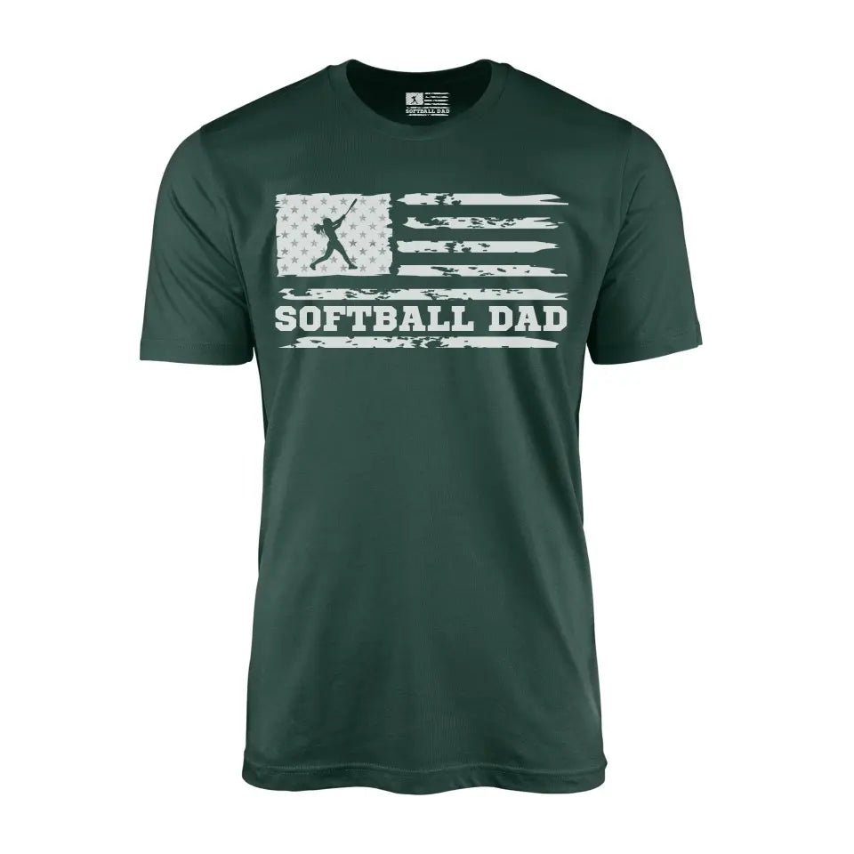 Softball Dad Horizontal Flag on a Men's T-Shirt with a White Graphic