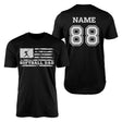 Softball Dad Horizontal Flag With Softball Player Name on a Men's T-Shirt with a White Graphic