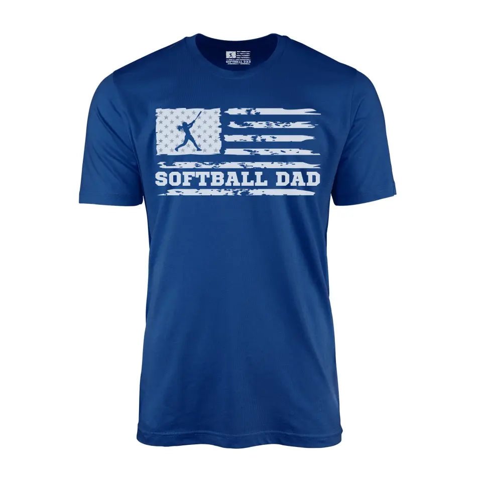 Softball Dad Horizontal Flag on a Men's T-Shirt with a White Graphic