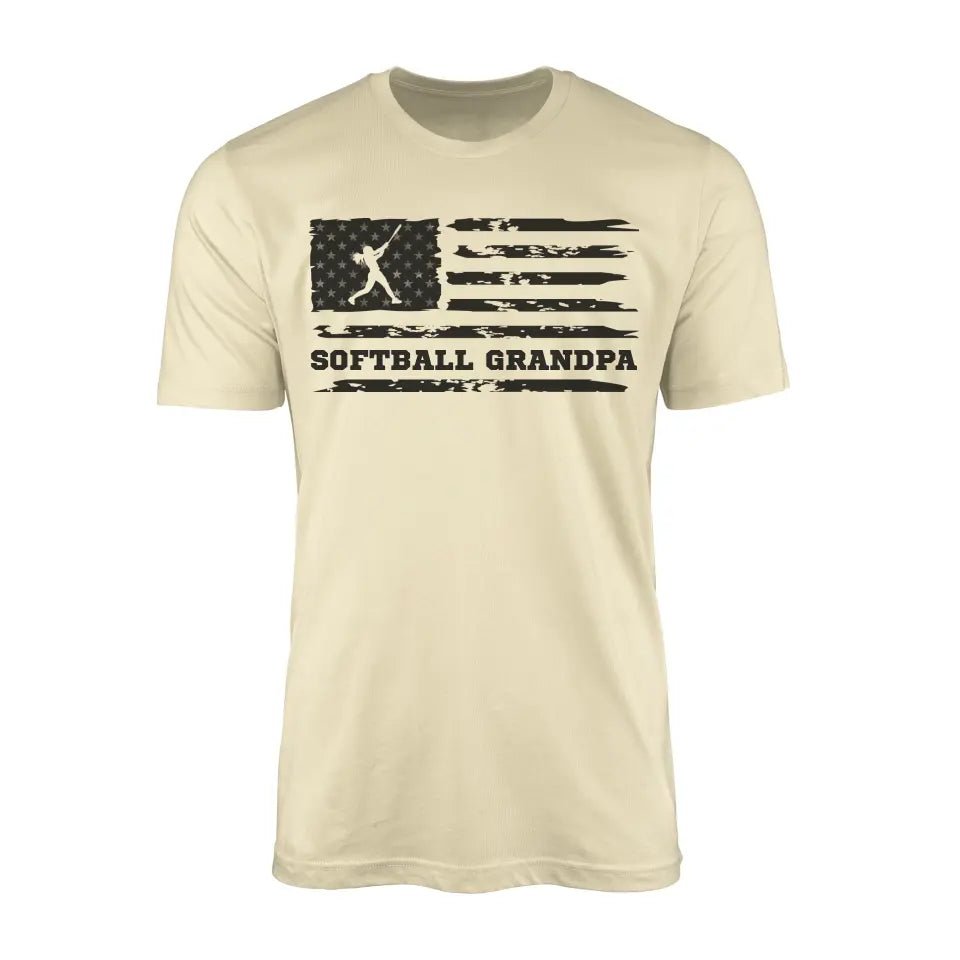 Softball Grandpa Horizontal Flag on a Men's T-Shirt with a Black Graphic