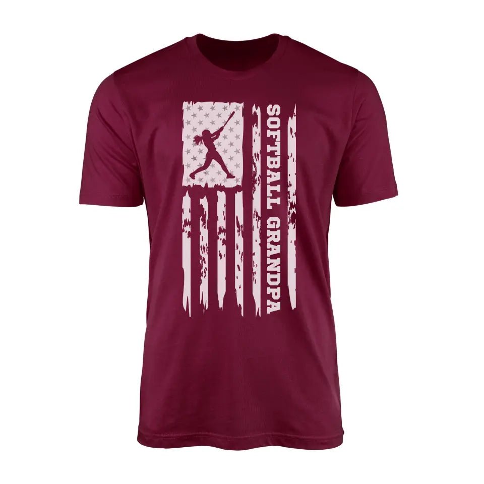 Softball Grandpa Vertical Flag on a Men's T-Shirt with a White Graphic