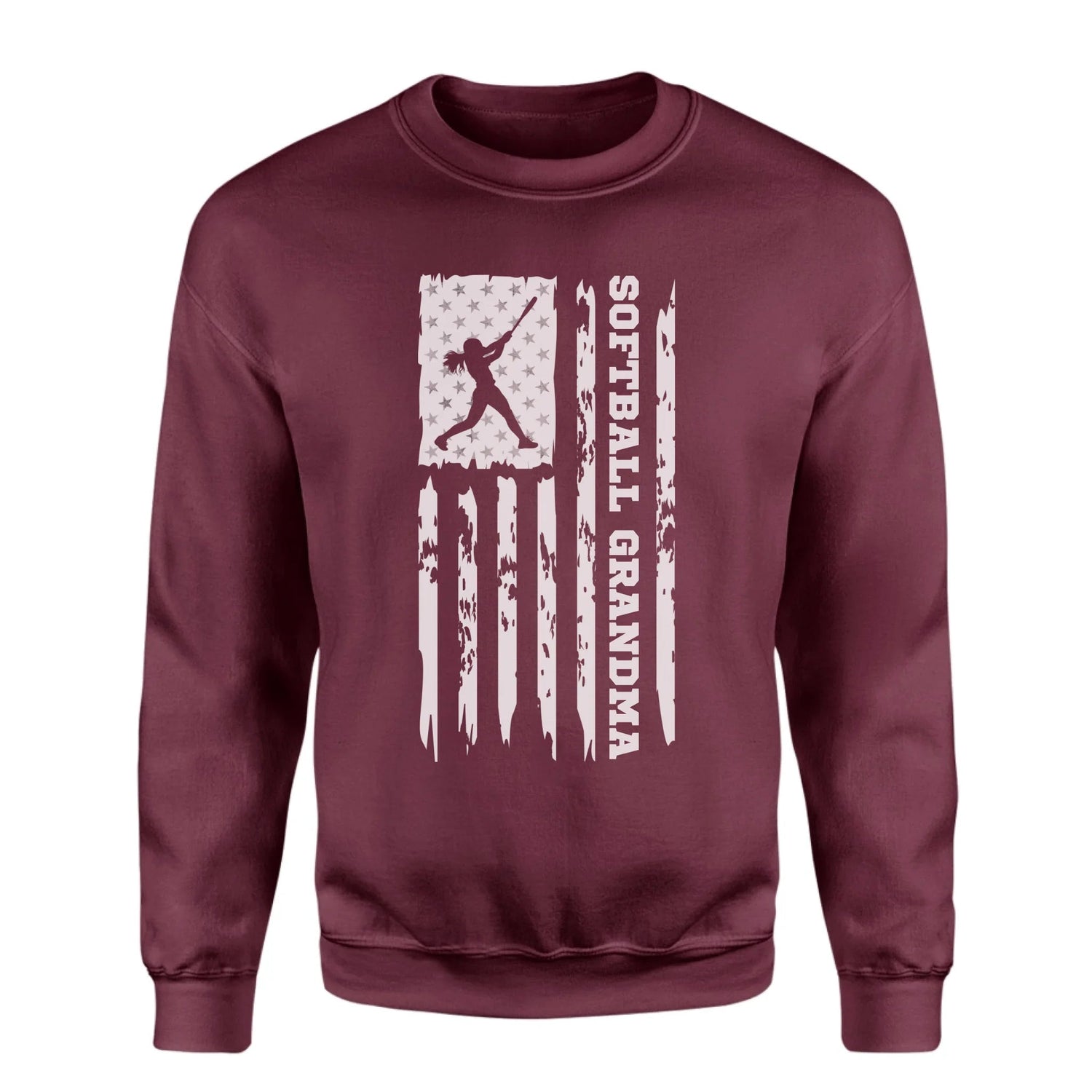 Softball Grandma Vertical Flag on a Sweatshirt with a White Graphic