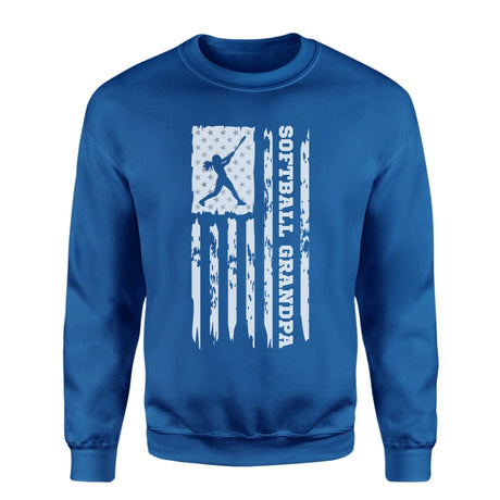 Softball Grandpa Vertical Flag on a Sweatshirt with a White Graphic