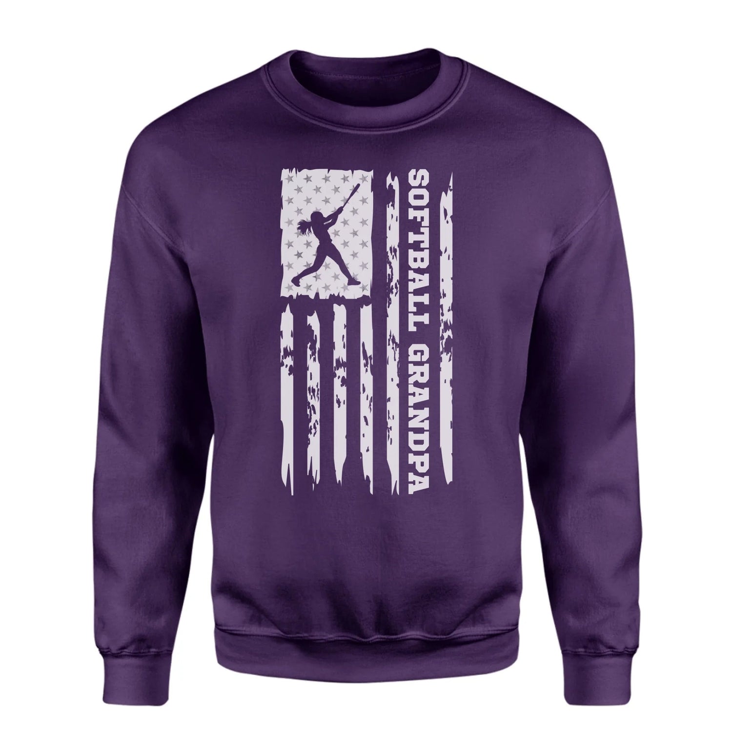 Softball Grandpa Vertical Flag on a Sweatshirt with a White Graphic