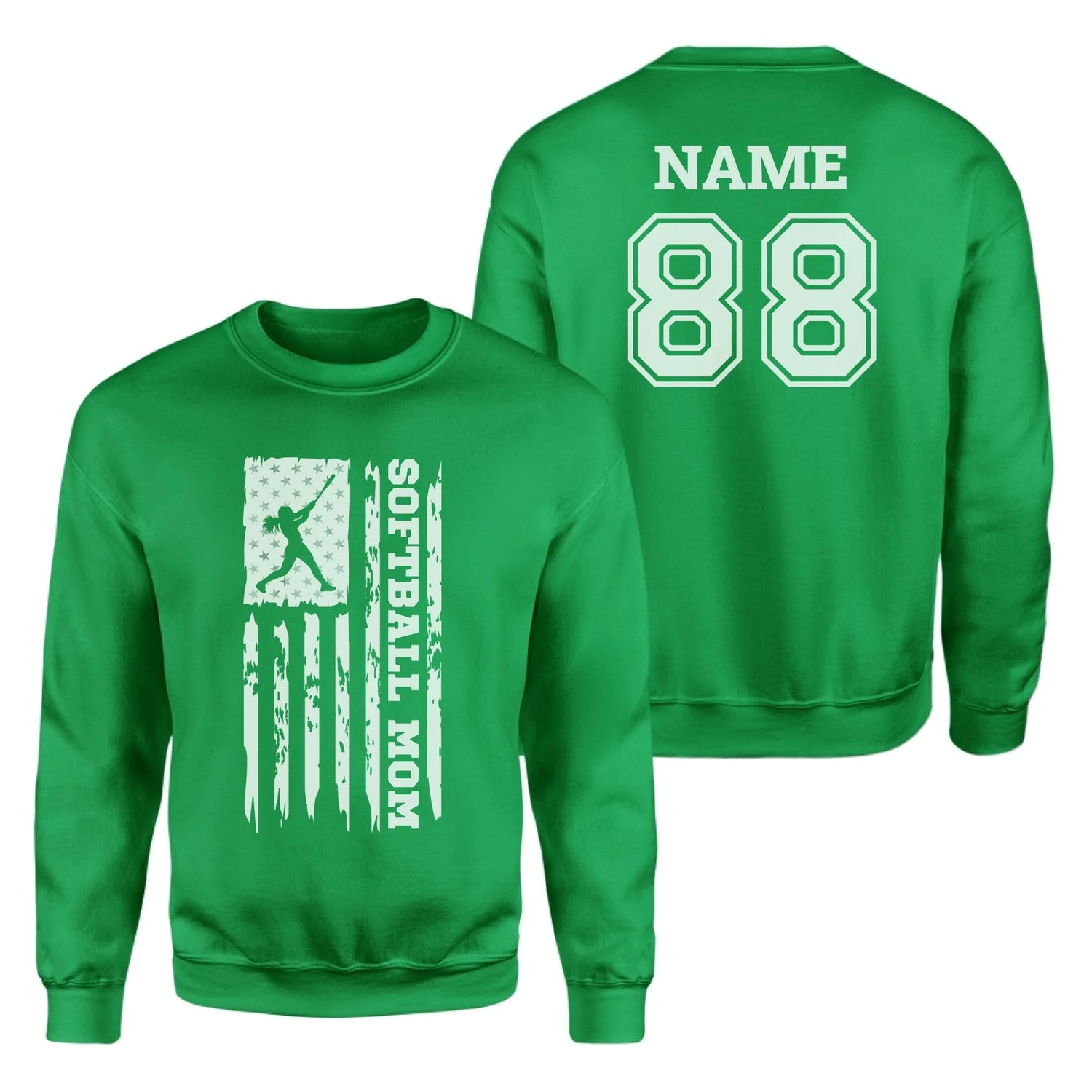 Softball Mom Vertical Flag With Softball Player Name on a Sweatshirt with a White Graphic
