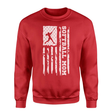Softball Mom Vertical Flag on a Sweatshirt with a White Graphic
