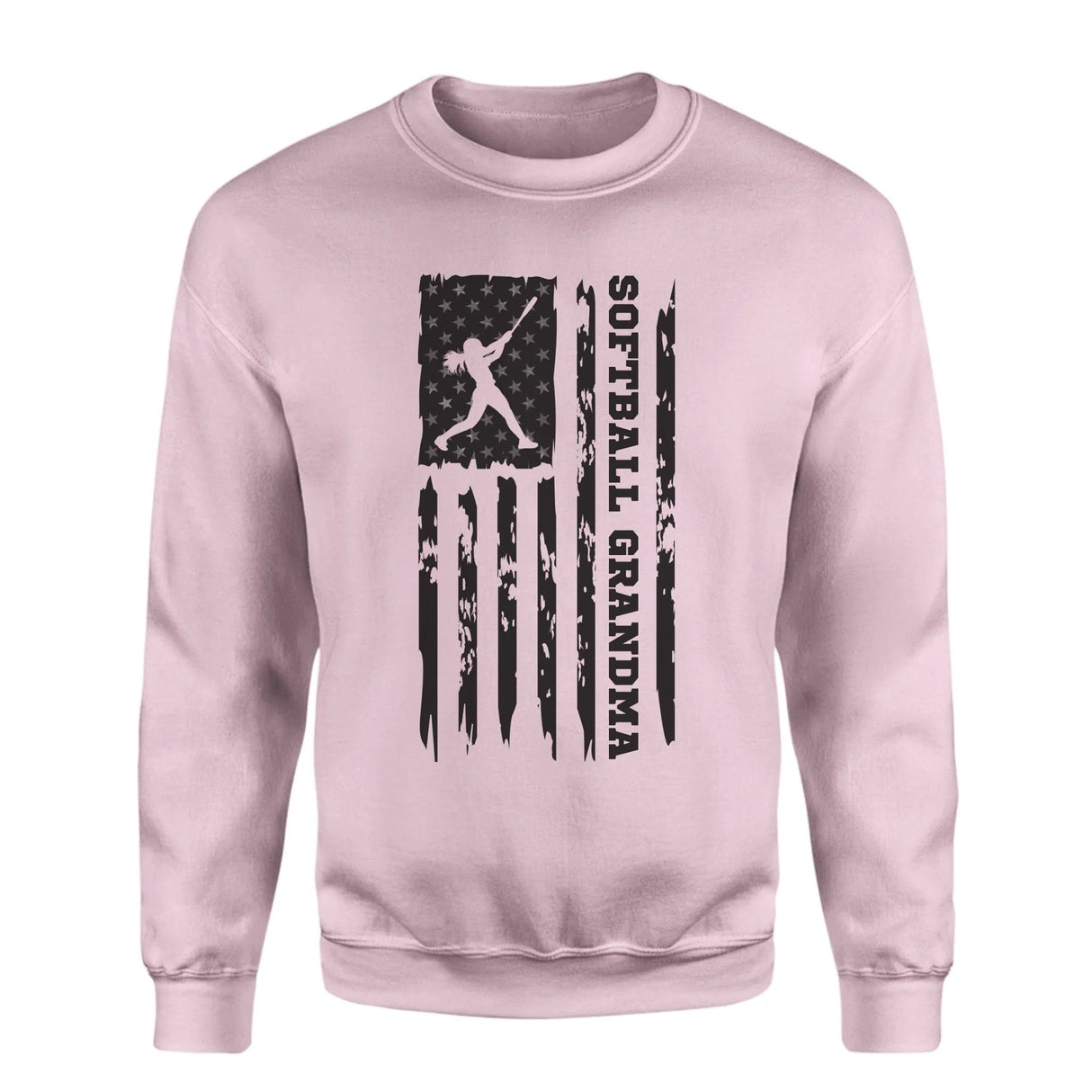 Softball Grandma Vertical Flag on a Sweatshirt with a Black Graphic