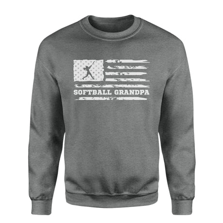 Softball Grandpa Horizontal Flag on a Sweatshirt with a White Graphic