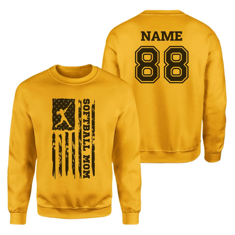 Softball Mom Vertical Flag With Softball Player Name on a Sweatshirt with a Black Graphic