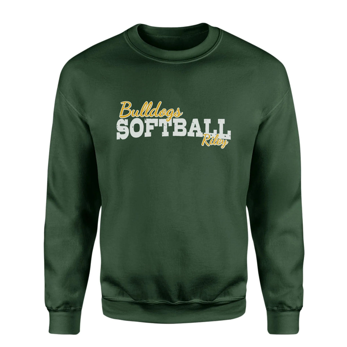 Custom Softball Mascot and Softball Player Name on a Sweatshirt with a White Graphic