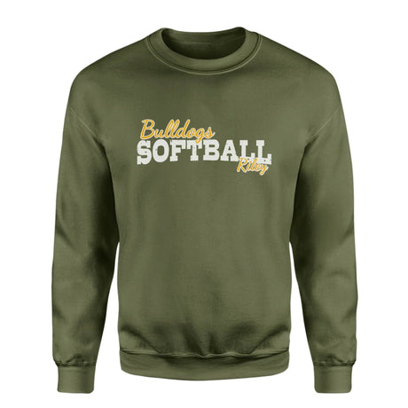 Custom Softball Mascot and Softball Player Name on a Sweatshirt with a White Graphic