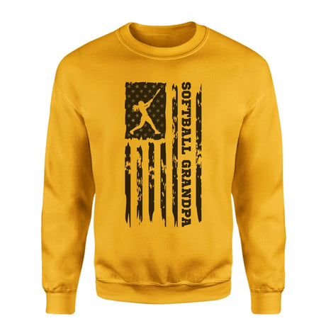 Softball Grandpa Vertical Flag on a Sweatshirt with a Black Graphic