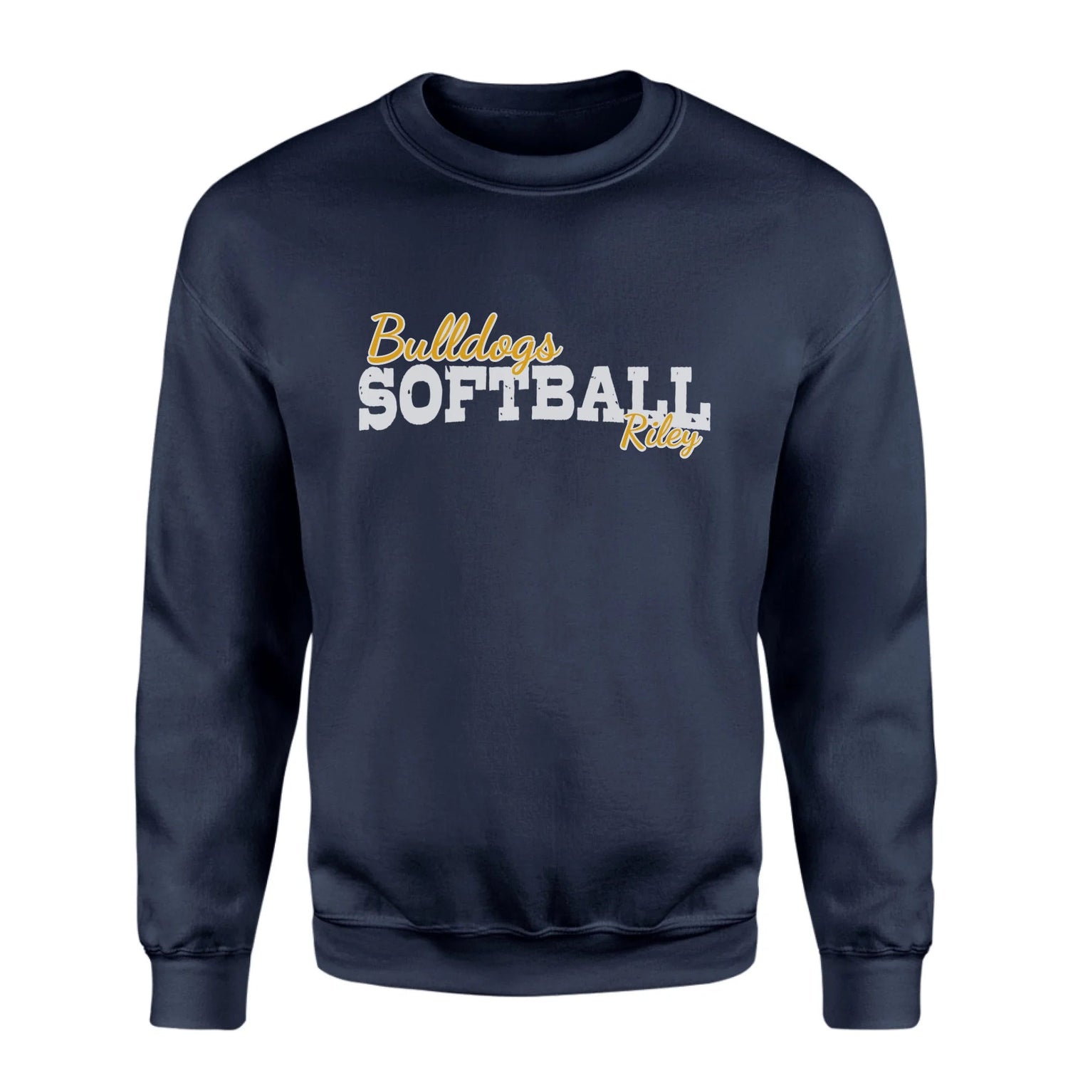 Custom Softball Mascot and Softball Player Name on a Sweatshirt with a White Graphic