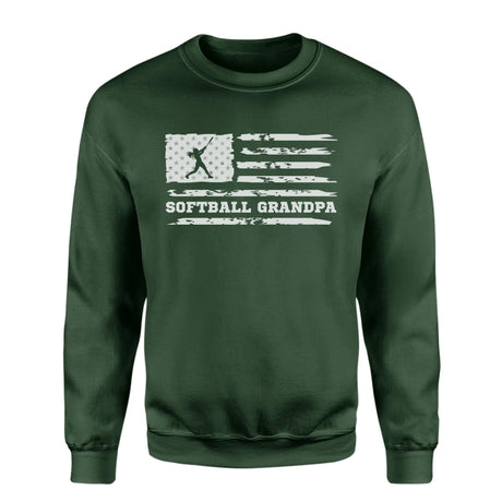 Softball Grandpa Horizontal Flag on a Sweatshirt with a White Graphic
