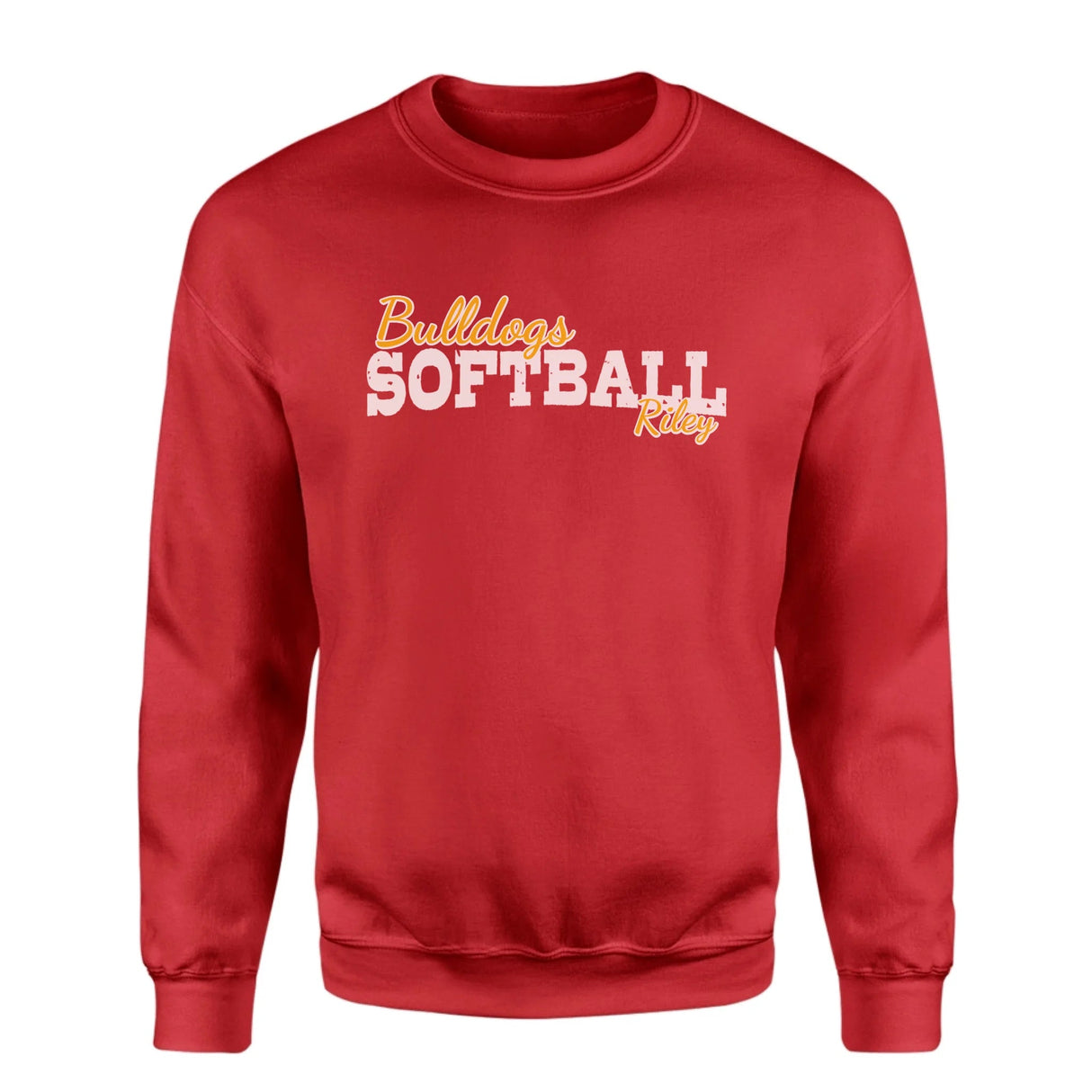 Custom Softball Mascot and Softball Player Name on a Sweatshirt with a White Graphic
