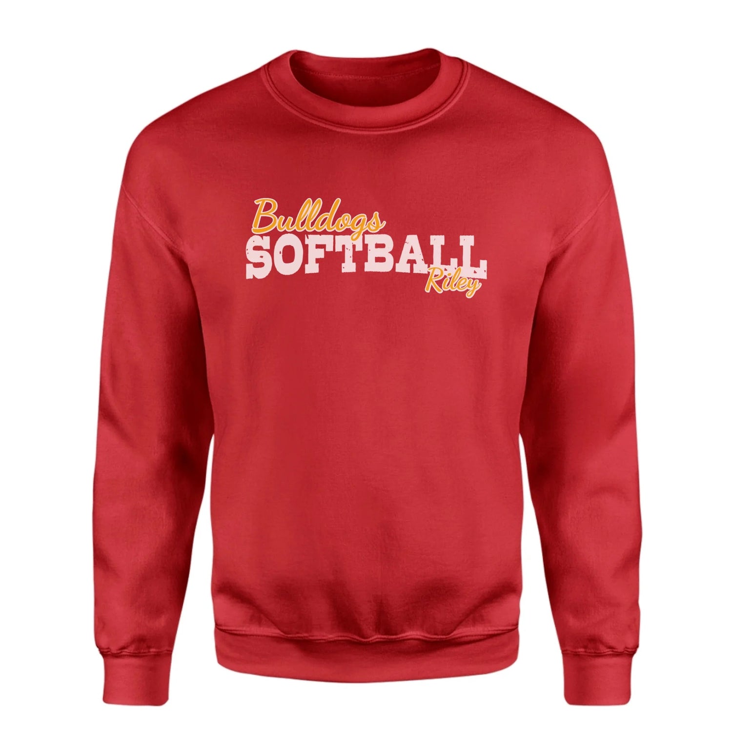 Custom Softball Mascot and Softball Player Name on a Sweatshirt with a White Graphic