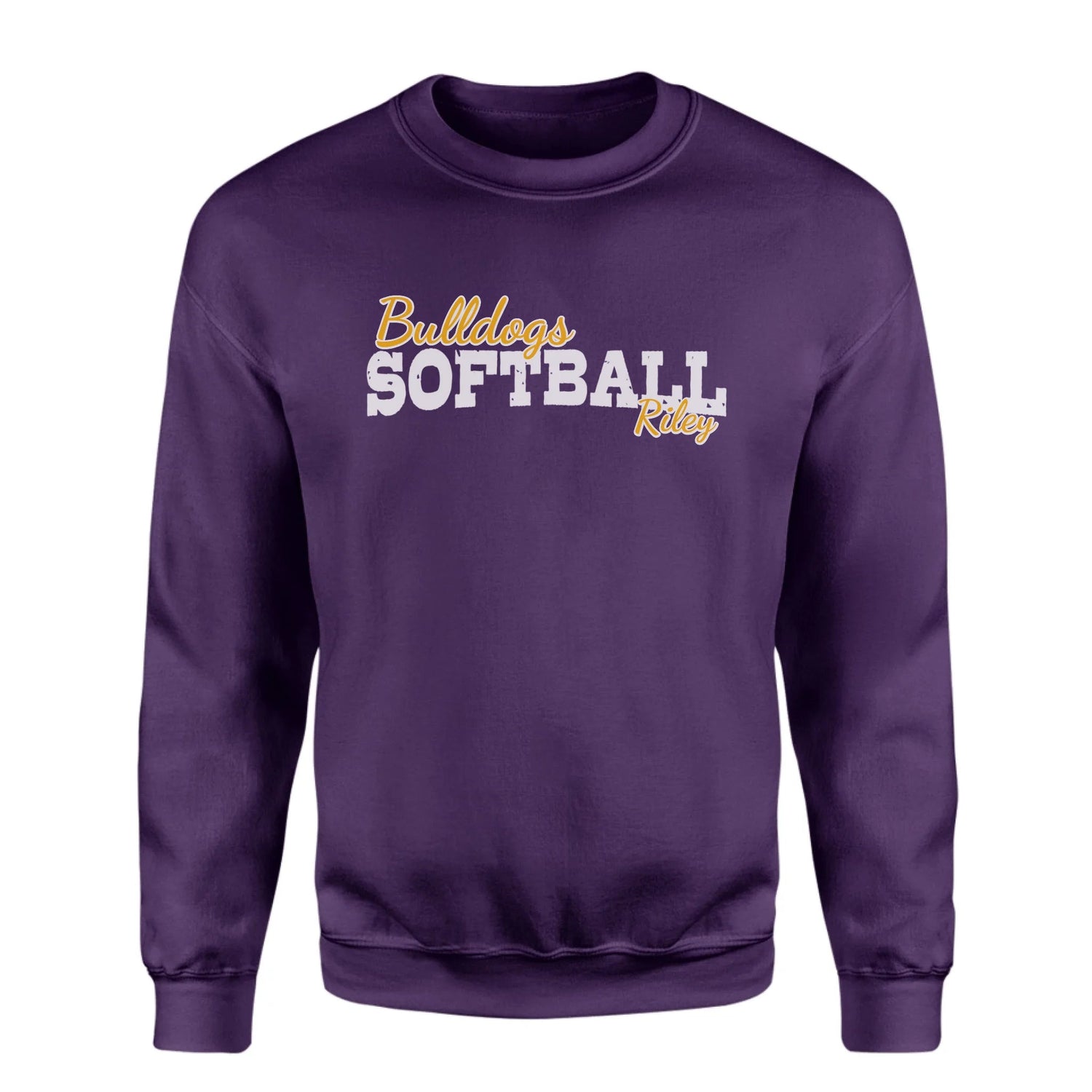 Custom Softball Mascot and Softball Player Name on a Sweatshirt with a White Graphic