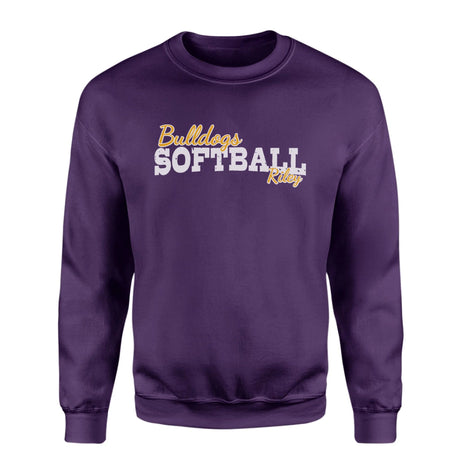 Custom Softball Mascot and Softball Player Name on a Sweatshirt with a White Graphic