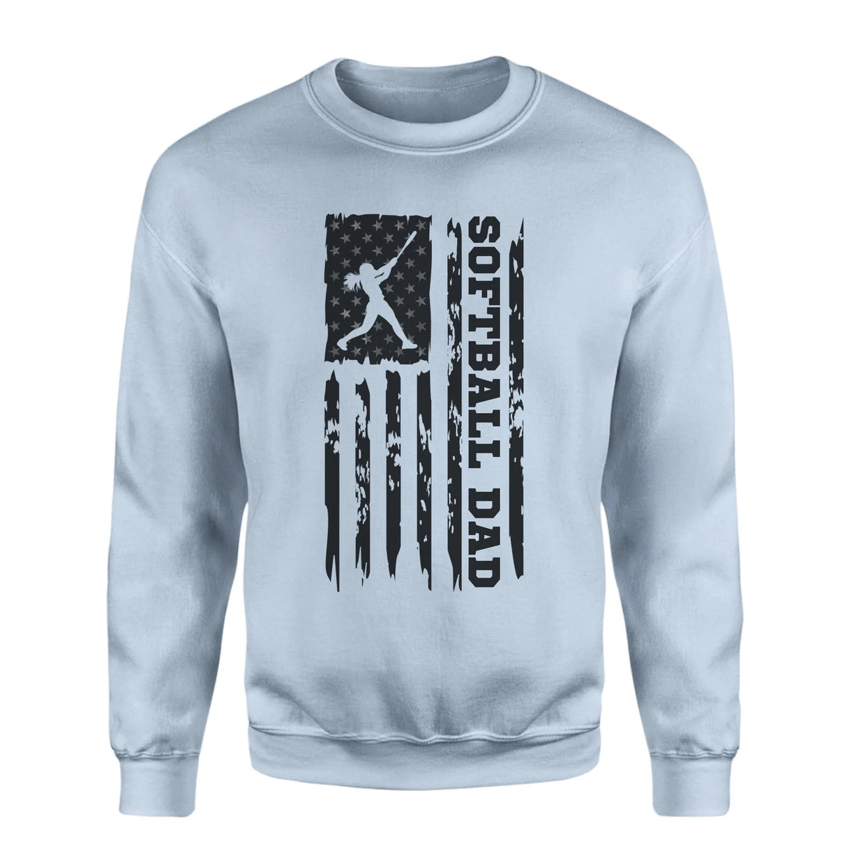 Softball Dad Vertical Flag on a Sweatshirt with a Black Graphic