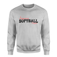 Custom Softball Mascot and Softball Player Name on a Sweatshirt with a Black Graphic