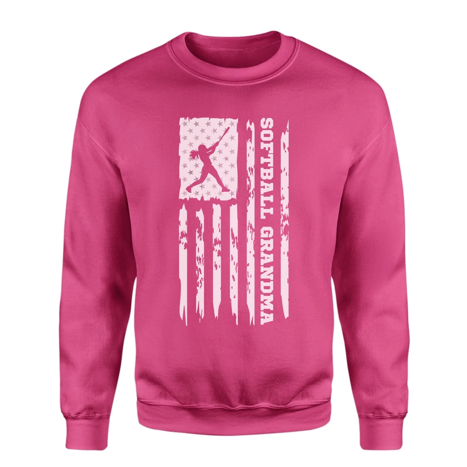 Softball Grandma Vertical Flag on a Sweatshirt with a White Graphic