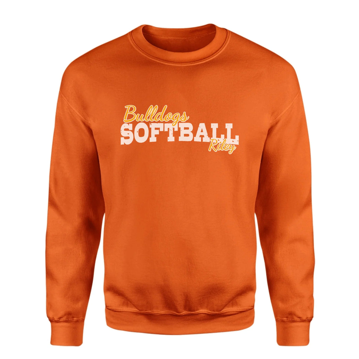 Custom Softball Mascot and Softball Player Name on a Sweatshirt with a White Graphic