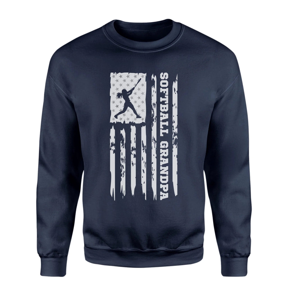 Softball Grandpa Vertical Flag on a Sweatshirt with a White Graphic