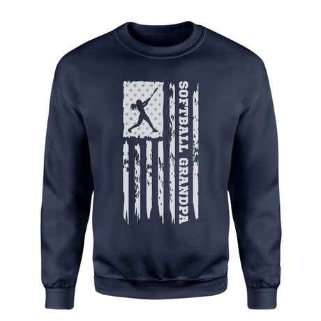 Softball Grandpa Vertical Flag on a Sweatshirt with a White Graphic