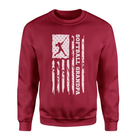 Softball Grandpa Vertical Flag on a Sweatshirt with a White Graphic