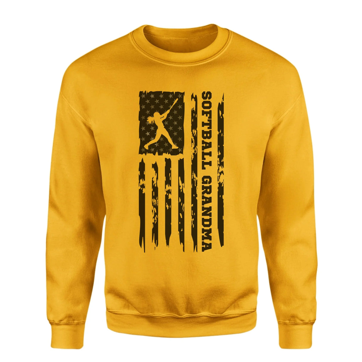 Softball Grandma Vertical Flag on a Sweatshirt with a Black Graphic