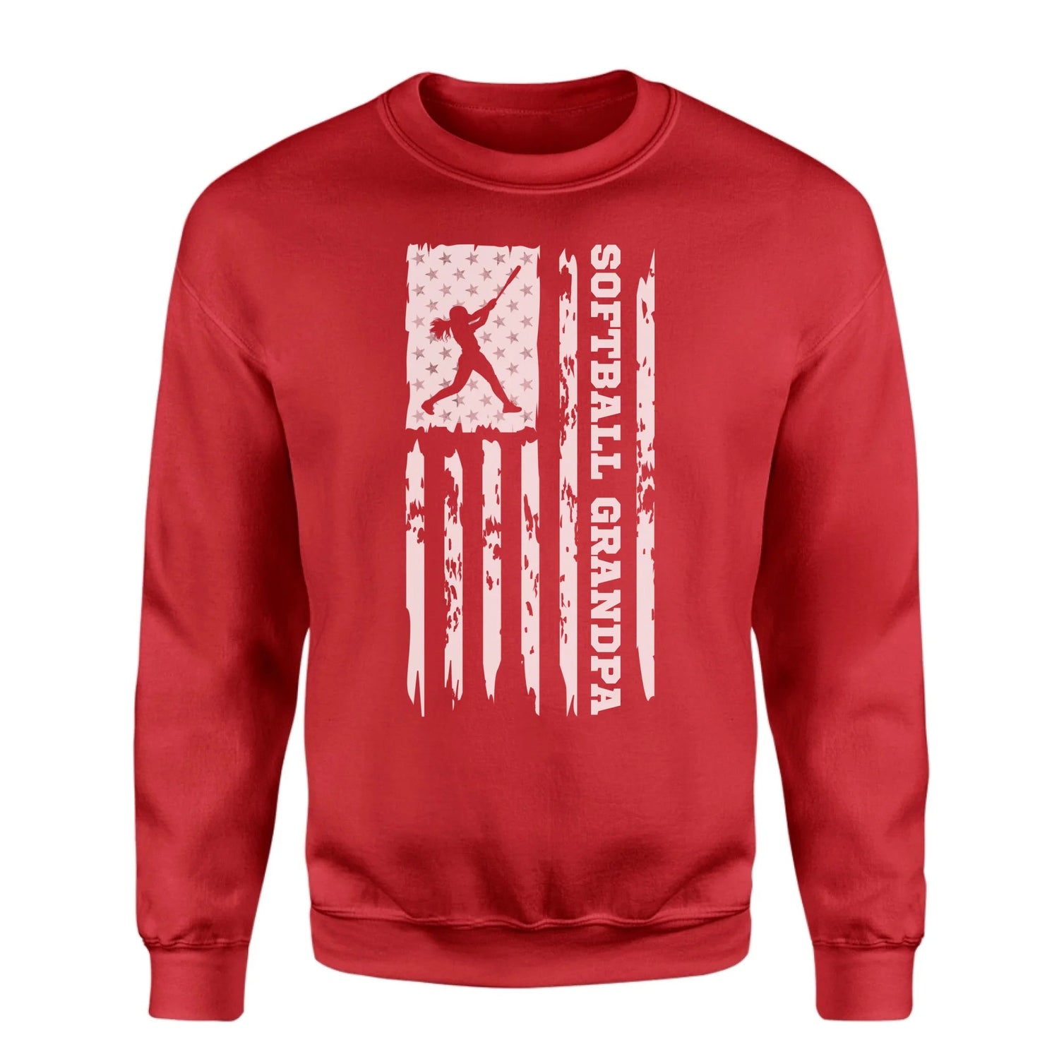 Softball Grandpa Vertical Flag on a Sweatshirt with a White Graphic