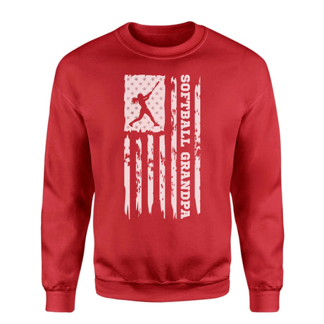 Softball Grandpa Vertical Flag on a Sweatshirt with a White Graphic