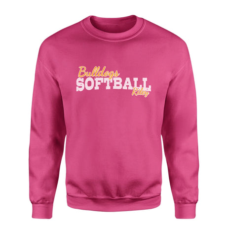 Custom Softball Mascot and Softball Player Name on a Sweatshirt with a White Graphic