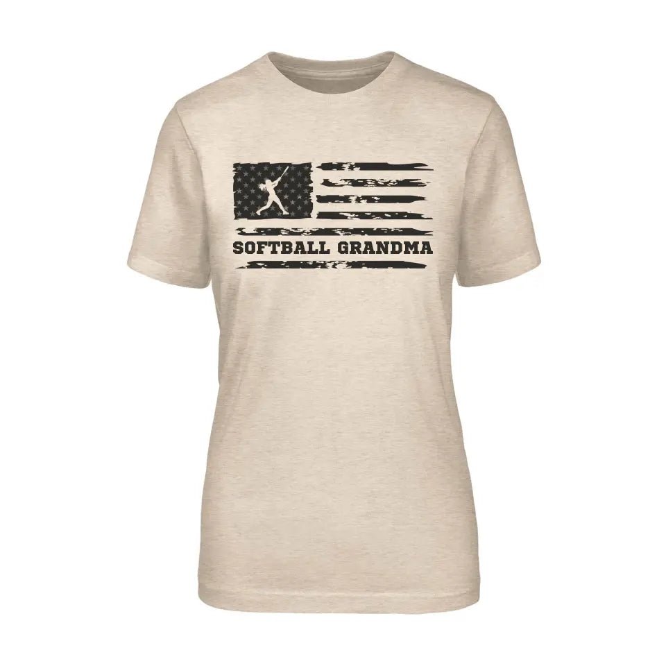 Softball Grandma Horizontal Flag on a Unisex T-Shirt with a Black Graphic