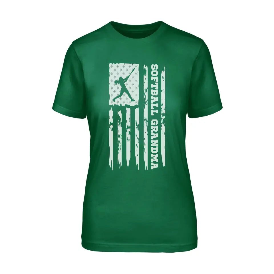Softball Grandma Vertical Flag on a Unisex T-Shirt with a White Graphic