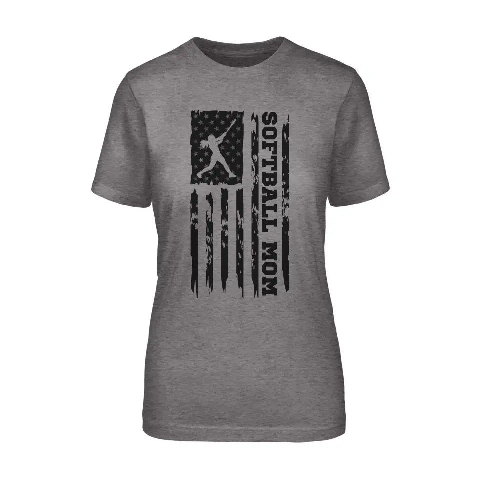 Softball Mom Vertical Flag on a Unisex T-Shirt with a Black Graphic
