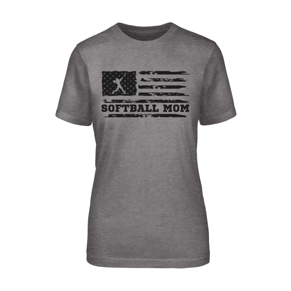 Softball Mom Horizontal Flag on a Unisex T-Shirt with a Black Graphic