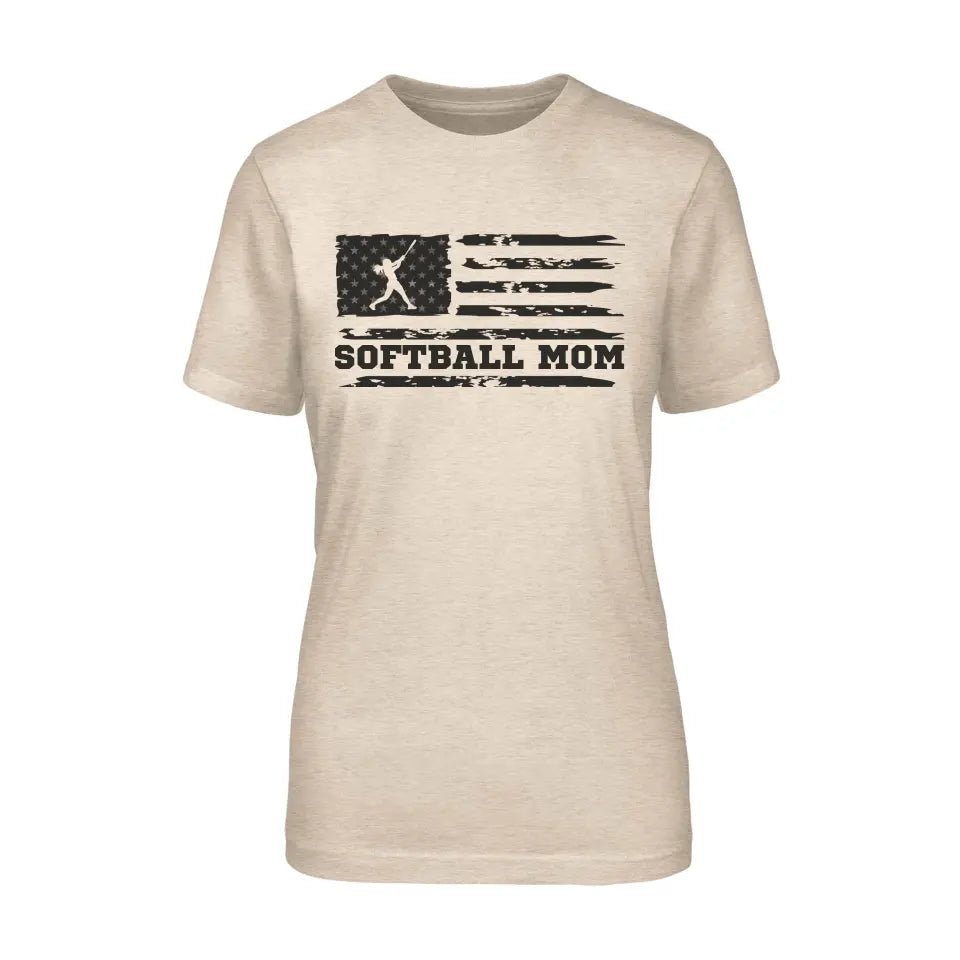 Softball Mom Horizontal Flag on a Unisex T-Shirt with a Black Graphic