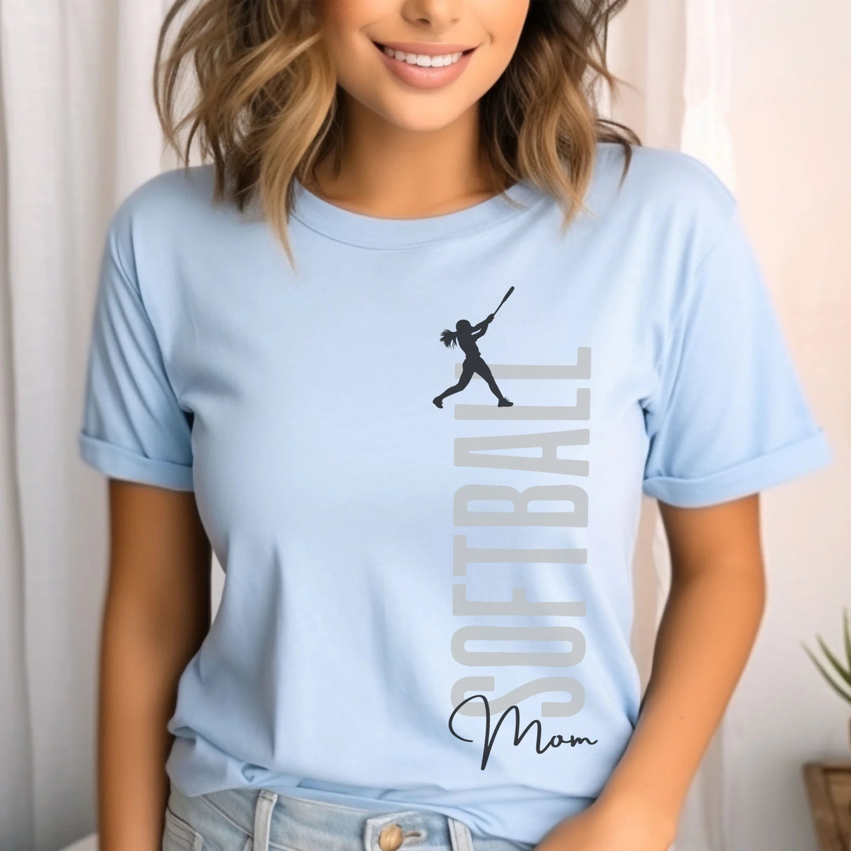 Personalized Softball Mom Shirt With Mascot, Icon, and Softball Player Name on a Unisex T-Shirt