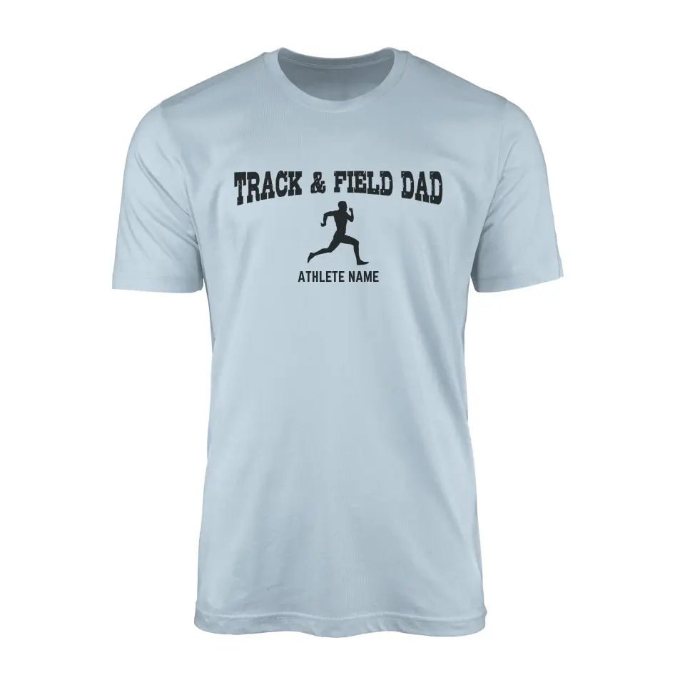 Sprint Dad with Sprinter Icon and Sprinter Name on a Men's T-Shirt with a Black Graphic