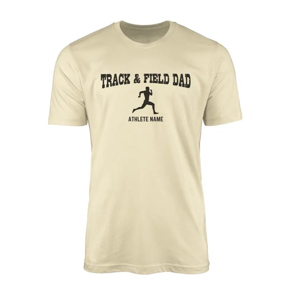 Sprint Dad with Sprinter Icon and Sprinter Name on a Men's T-Shirt with a Black Graphic