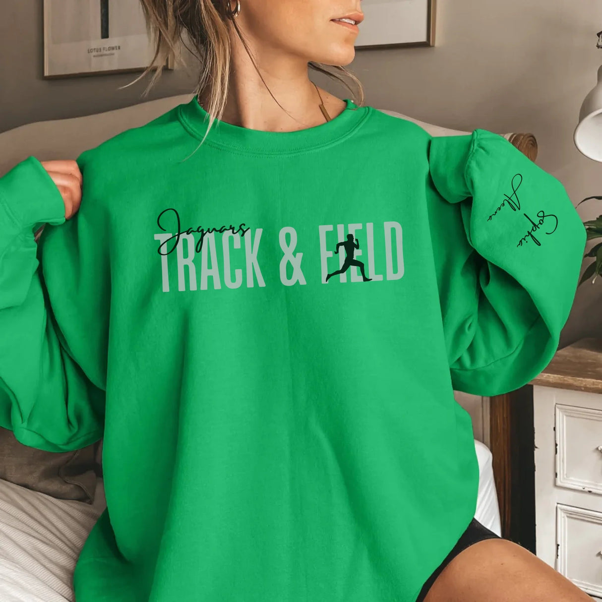 Personalized Sprint on a Sweatshirt With Modern Bold Design and Sprinter Name on Sleeve on a Sweatshirt